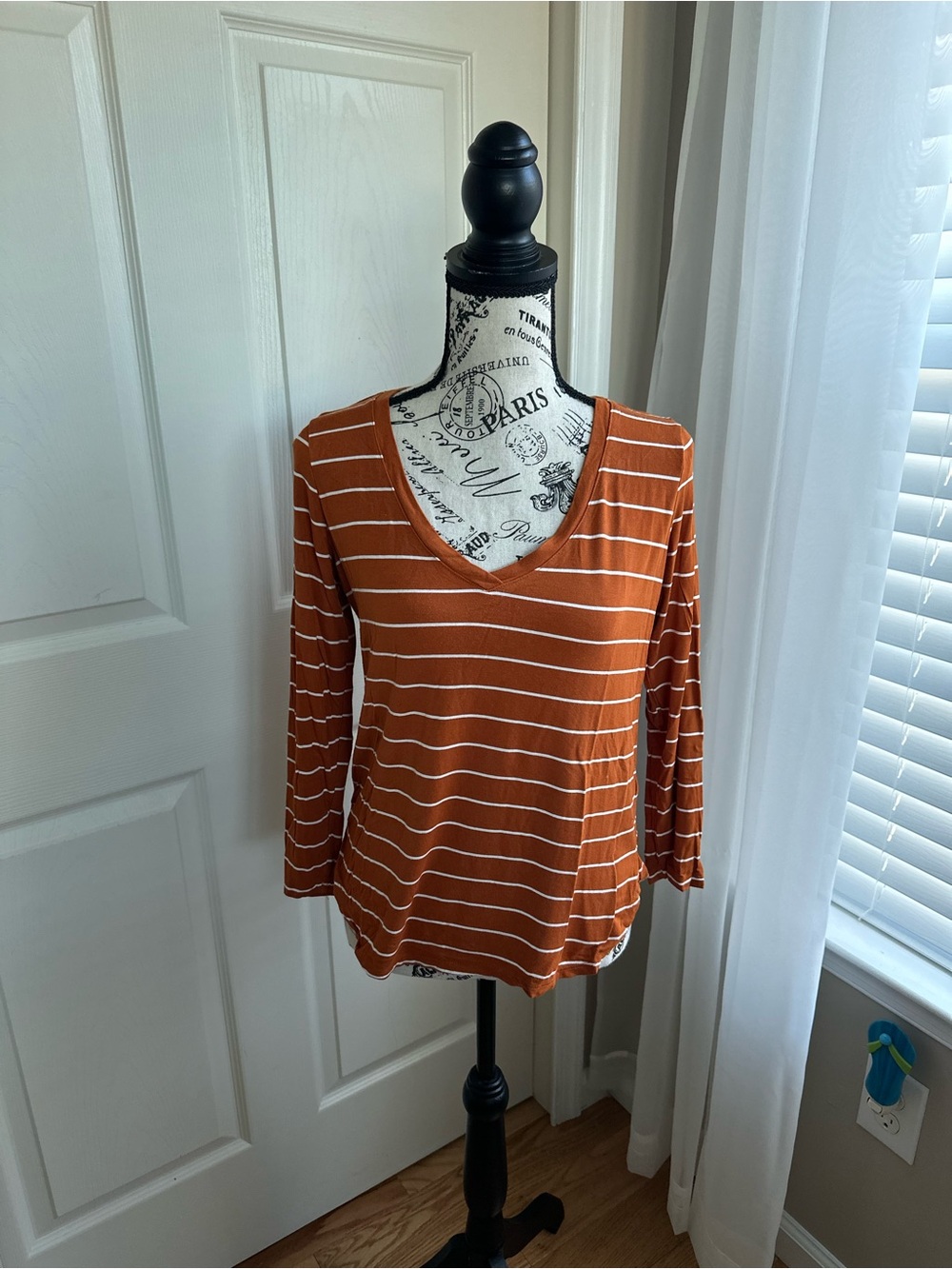 Old Navy Orange & White Striped Long Sleeve
